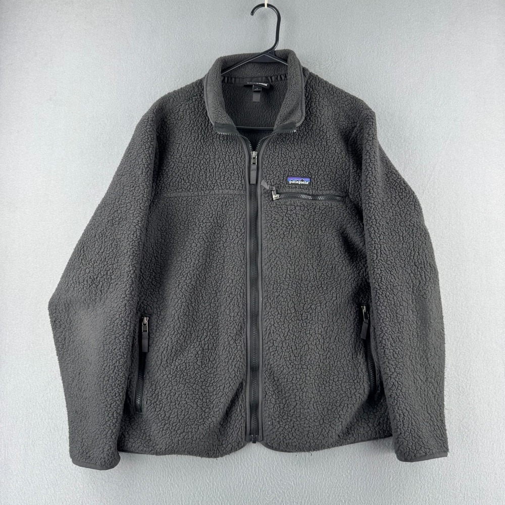 Patagonia Jacket Mens Large Gray Fleece Pile Full Zip Sweater Outdoor